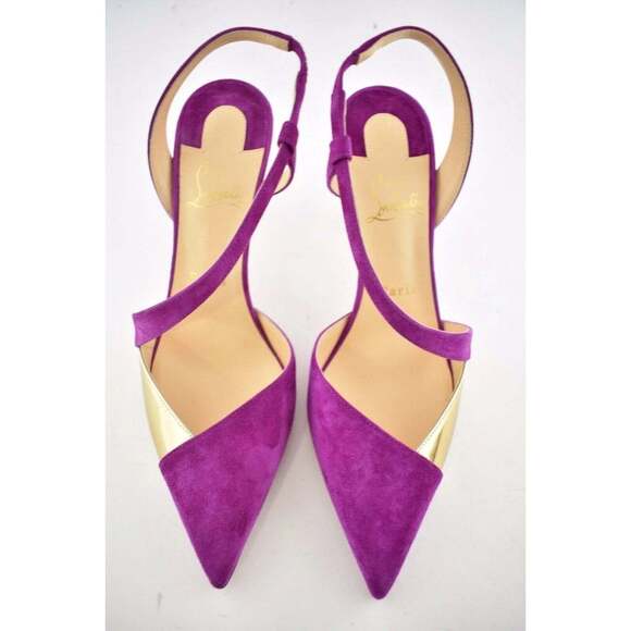 Christian Louboutin Platina 85 Pink Richelieu Cross Strap Sandal Heel Pump 40 - Picture 7 of 12